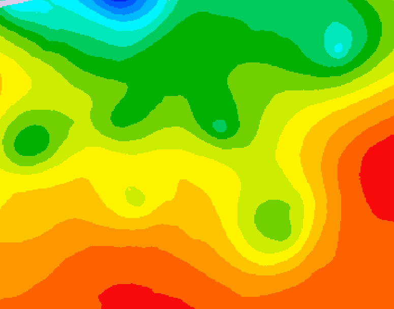 GDPS 500 millibar geopotential height 012 hour forecast chart for Canada based on 2026/08/24 0000Z data