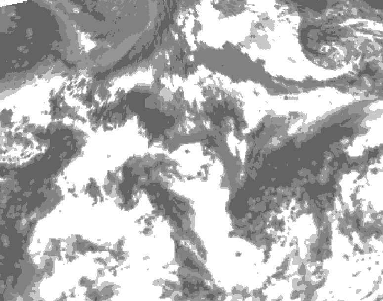 GDPS total cloud 012 hour forecast chart for Canada based on 2026/08/24 0000Z data