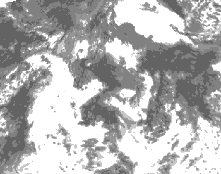 GDPS total cloud 036 hour forecast chart for Canada based on 2026/08/24 0000Z data