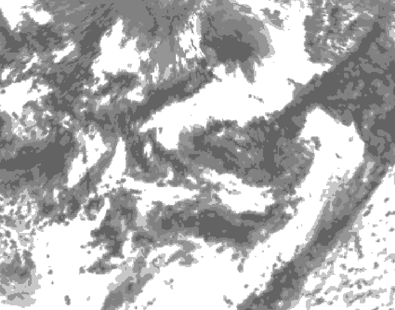 GDPS total cloud 132 hour forecast chart for Canada based on 2026/08/25 0000Z data