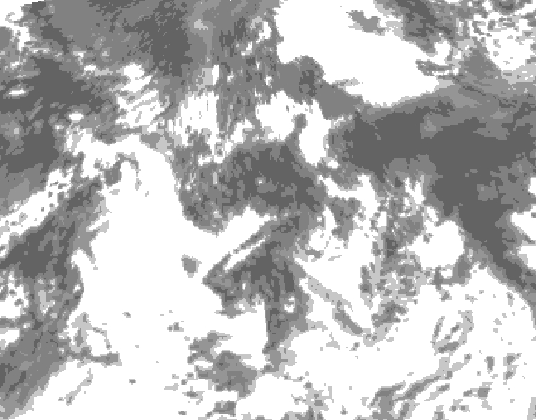 GDPS total cloud 006 hour forecast chart for Canada based on 2026/08/25 1200Z data