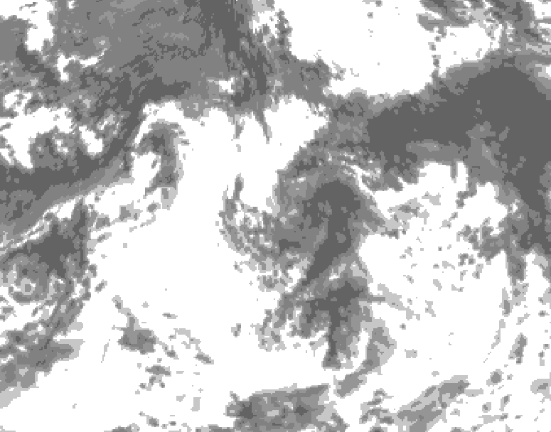 GDPS total cloud 030 hour forecast chart for Canada based on 2026/08/25 1200Z data