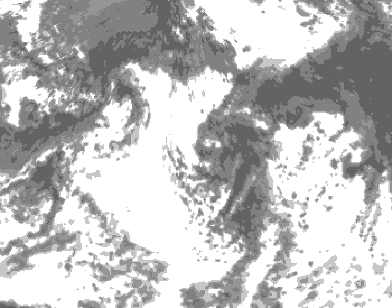 GDPS total cloud 036 hour forecast chart for Canada based on 2026/08/25 1200Z data