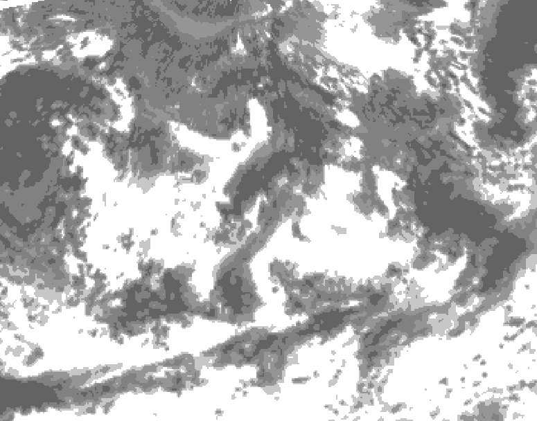 GDPS total cloud 222 hour forecast chart for Canada based on 2026/08/25 1200Z data