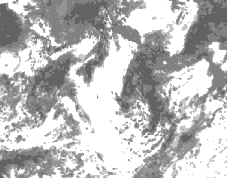 GDPS total cloud 024 hour forecast chart for Canada based on 2026/08/27 0000Z data