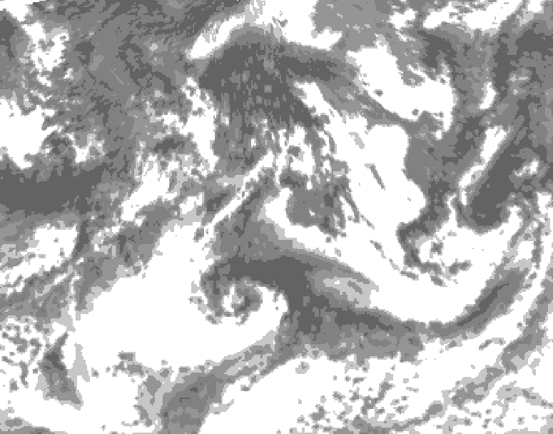 GDPS total cloud 120 hour forecast chart for Canada based on 2026/08/27 0000Z data