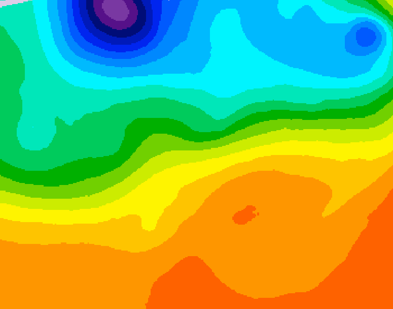GDPS 500 millibar geopotential height 024 hour forecast chart for Canada based on 2026/09/23 0000Z data