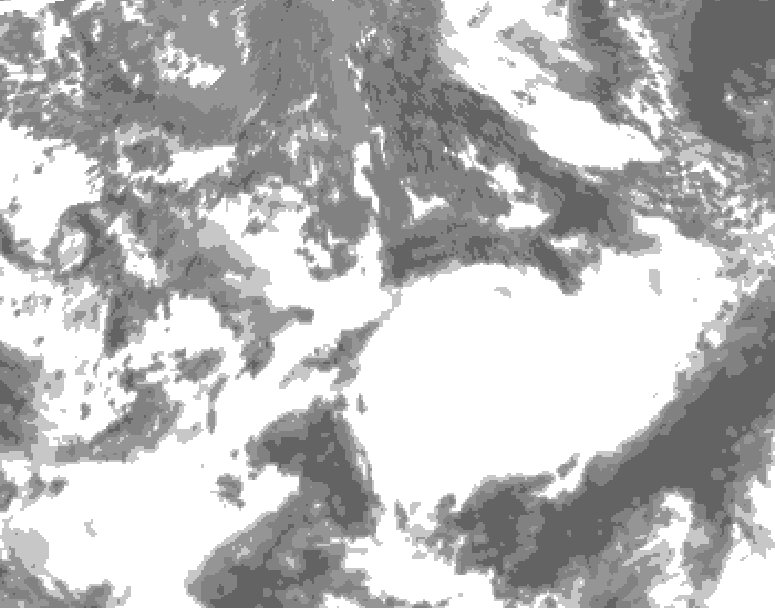 GDPS total cloud 018 hour forecast chart for Canada based on 2026/09/23 0000Z data