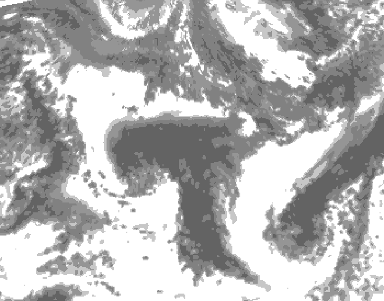 GDPS total cloud 102 hour forecast chart for Canada based on 2026/09/23 0000Z data