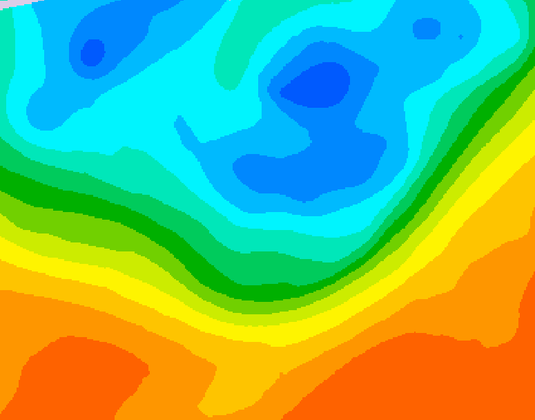 GDPS 500 millibar geopotential height 036 hour forecast chart for Canada based on 2026/09/30 1200Z data