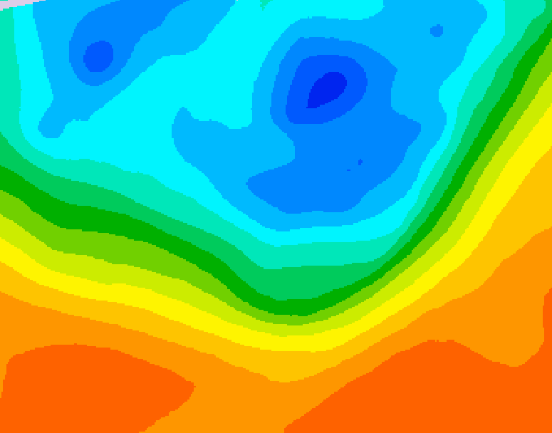 GDPS 500 millibar geopotential height 018 hour forecast chart for Canada based on 2026/10/01 1200Z data