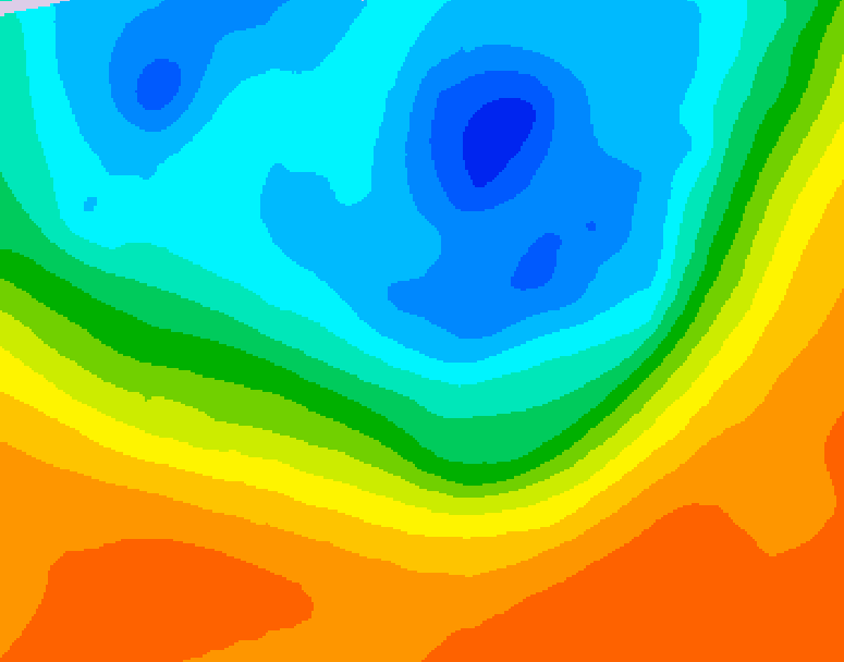 GDPS 500 millibar geopotential height 024 hour forecast chart for Canada based on 2026/10/01 1200Z data