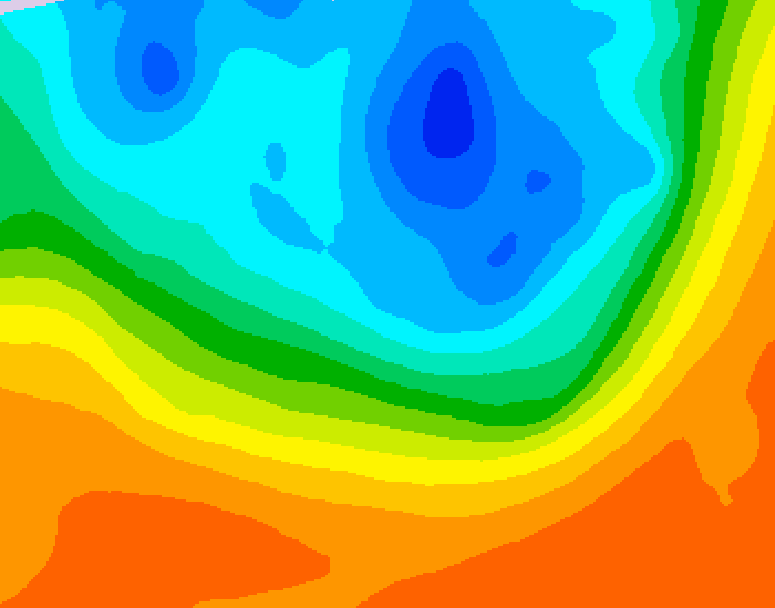 GDPS 500 millibar geopotential height 036 hour forecast chart for Canada based on 2026/10/01 1200Z data