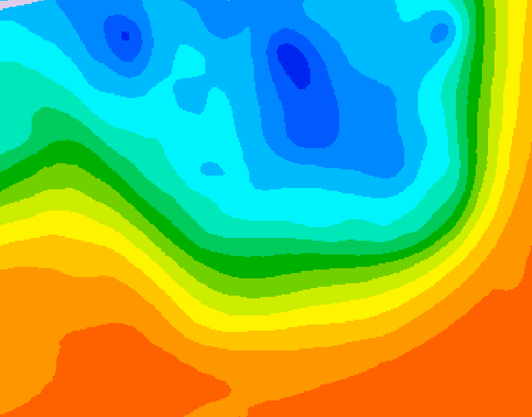 GDPS 500 millibar geopotential height 054 hour forecast chart for Canada based on 2026/10/01 1200Z data