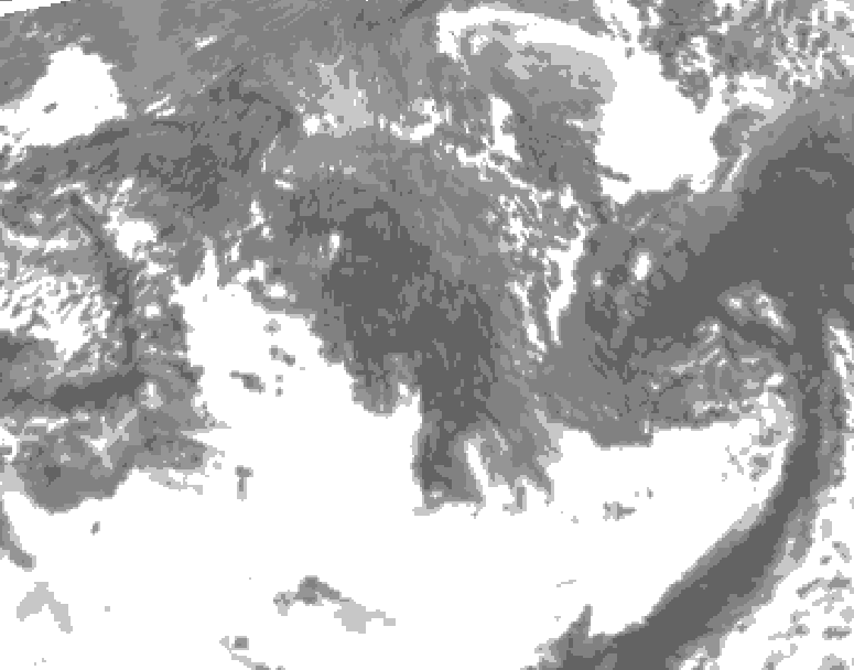 GDPS total cloud 126 hour forecast chart for Canada based on 2026/10/01 1200Z data