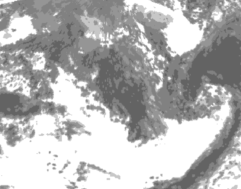 GDPS total cloud 132 hour forecast chart for Canada based on 2026/10/01 1200Z data