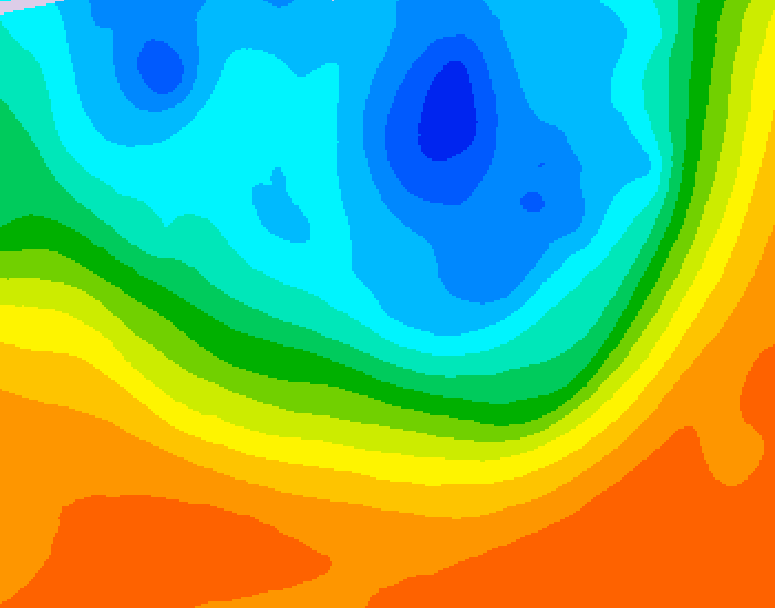 GDPS 500 millibar geopotential height 024 hour forecast chart for Canada based on 2026/10/02 0000Z data
