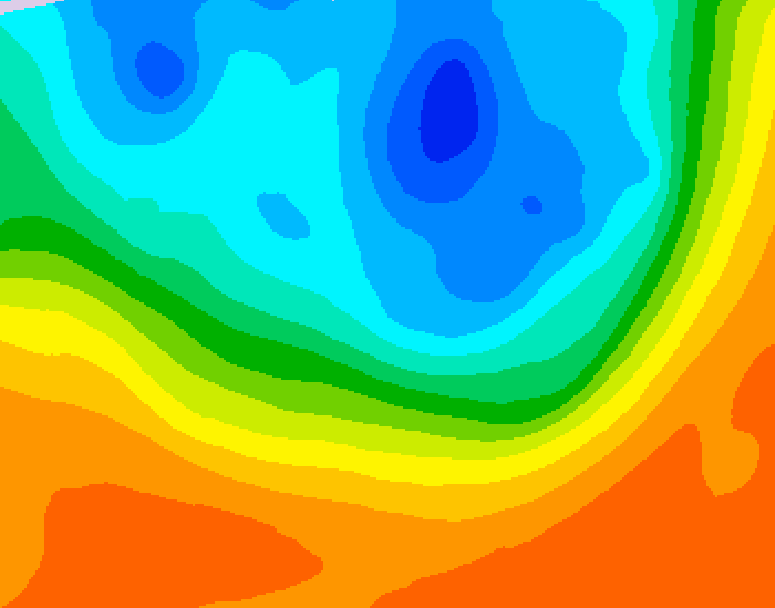 GDPS 500 millibar geopotential height 012 hour forecast chart for Canada based on 2026/10/02 1200Z data