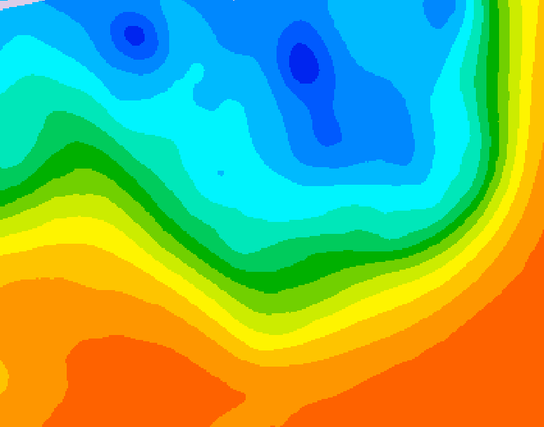 GDPS 500 millibar geopotential height 036 hour forecast chart for Canada based on 2026/10/02 1200Z data