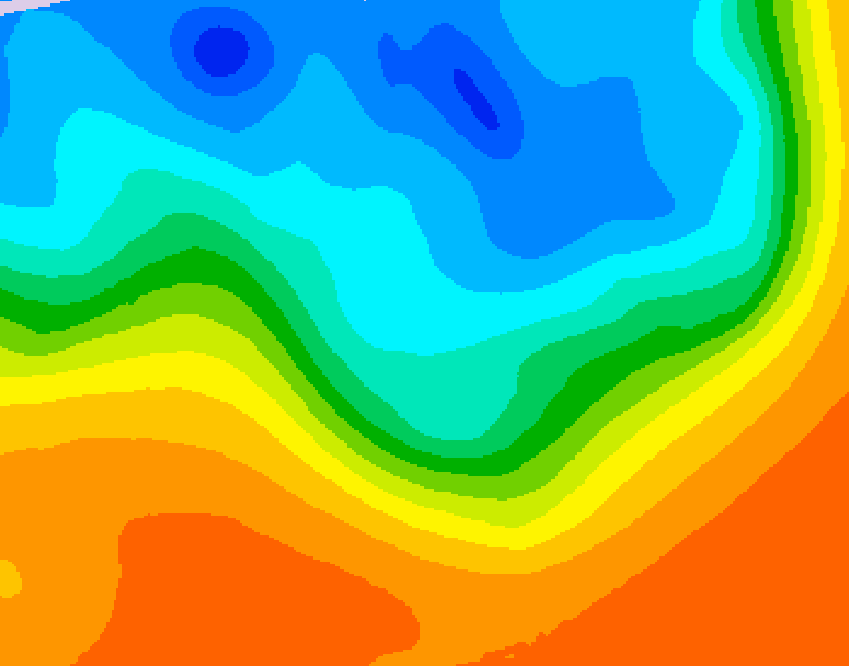 GDPS 500 millibar geopotential height 048 hour forecast chart for Canada based on 2026/10/02 1200Z data