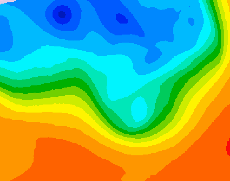 GDPS 500 millibar geopotential height 060 hour forecast chart for Canada based on 2026/10/02 1200Z data