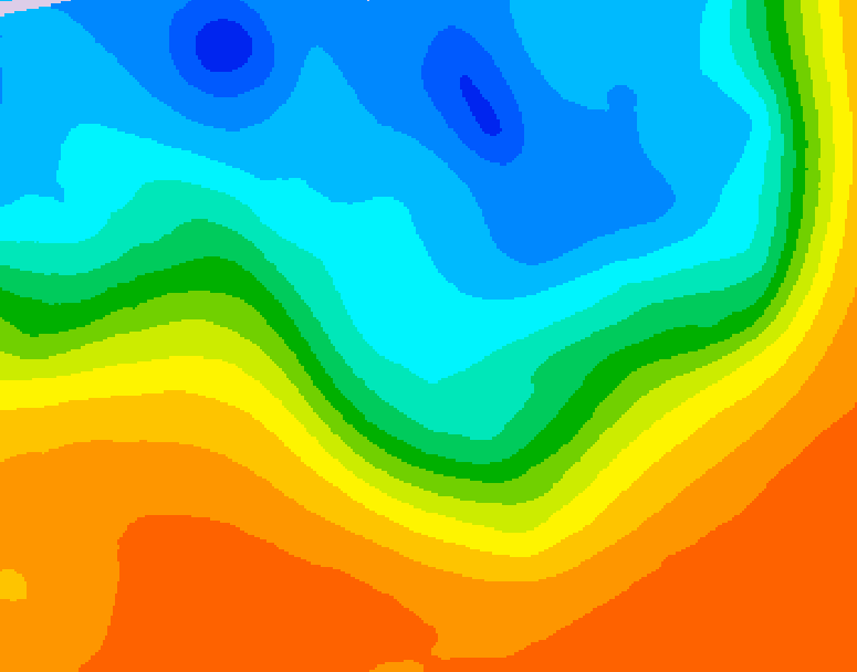 GDPS 500 millibar geopotential height 036 hour forecast chart for Canada based on 2026/10/03 0000Z data