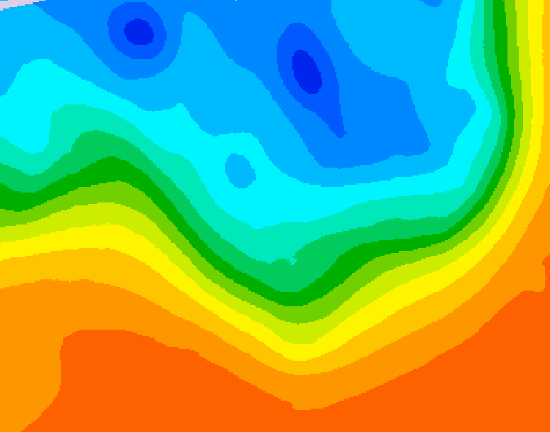 GDPS 500 millibar geopotential height 018 hour forecast chart for Canada based on 2026/10/03 1200Z data