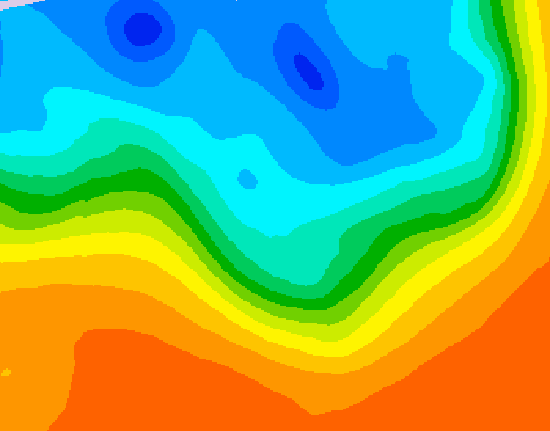 GDPS 500 millibar geopotential height 024 hour forecast chart for Canada based on 2026/10/03 1200Z data