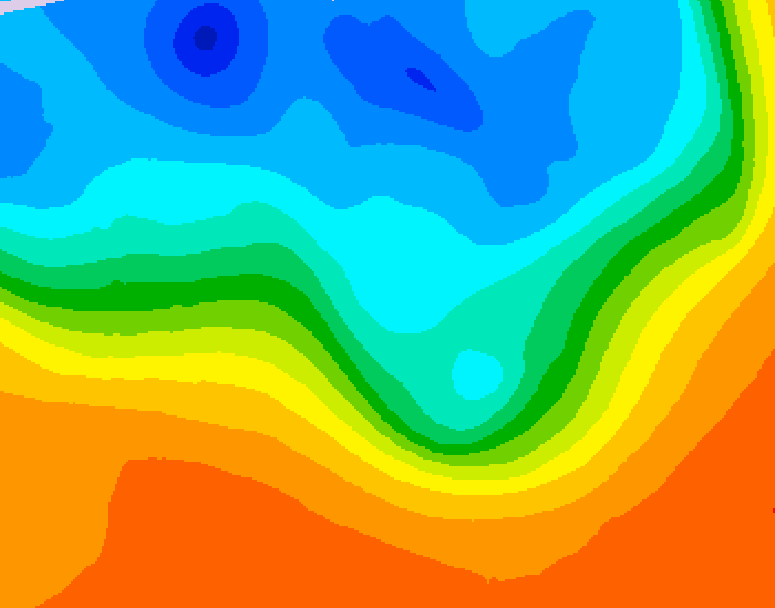 GDPS 500 millibar geopotential height 036 hour forecast chart for Canada based on 2026/10/03 1200Z data