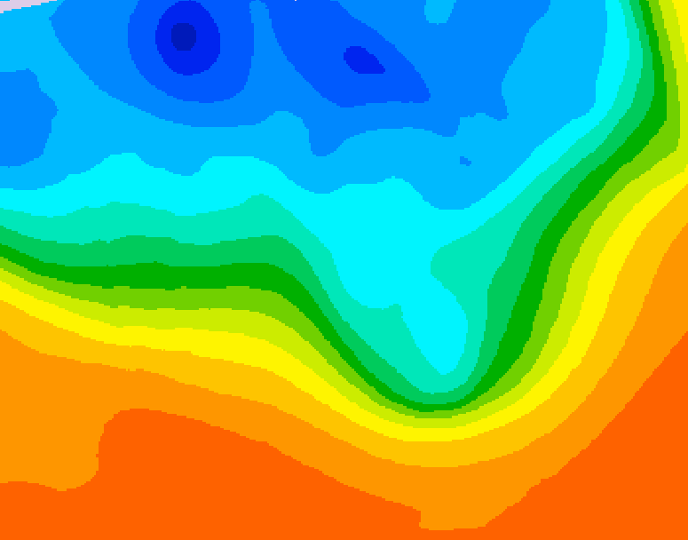 GDPS 500 millibar geopotential height 042 hour forecast chart for Canada based on 2026/10/03 1200Z data
