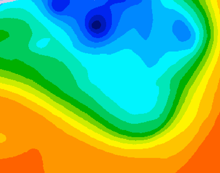 GDPS 500 millibar geopotential height 096 hour forecast chart for Canada based on 2026/10/04 1200Z data