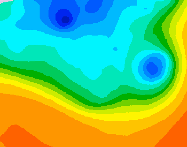 GDPS 500 millibar geopotential height 048 hour forecast chart for Canada based on 2026/10/05 0000Z data