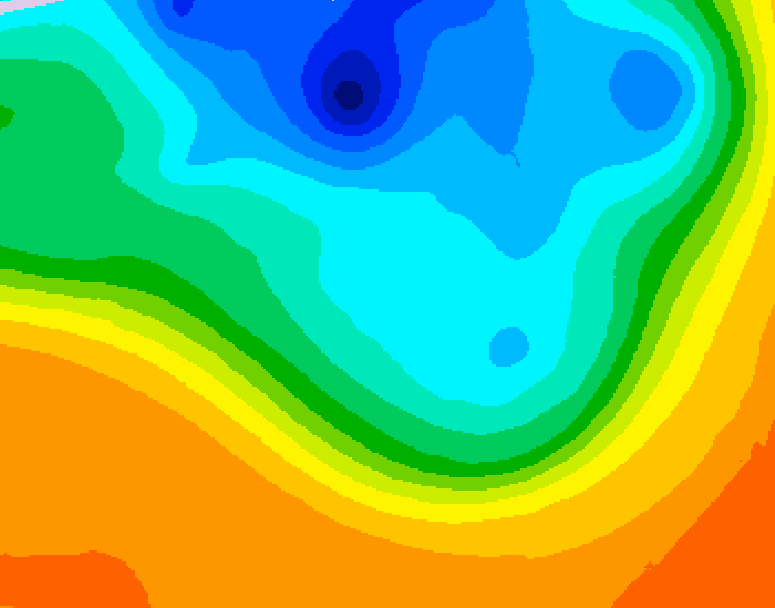 GDPS 500 millibar geopotential height 072 hour forecast chart for Canada based on 2026/10/05 1200Z data