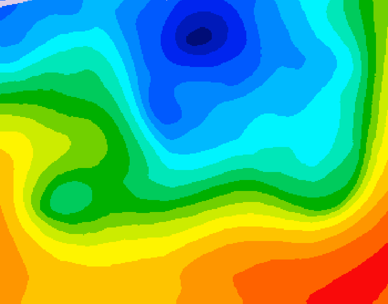 GDPS 500 millibar geopotential height 132 hour forecast chart for Canada based on 2026/10/05 1200Z data