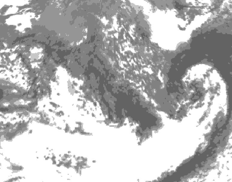 GDPS total cloud 048 hour forecast chart for Canada based on 2026/10/05 0000Z data