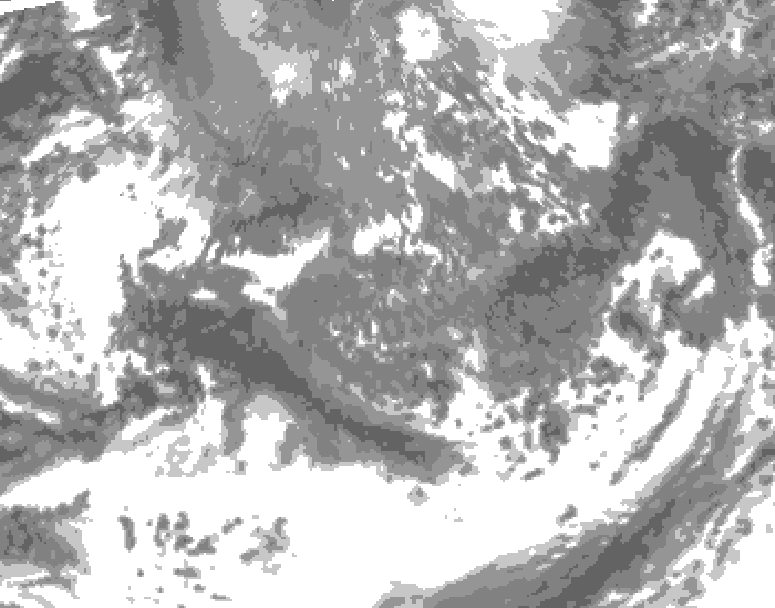 GDPS total cloud 120 hour forecast chart for Canada based on 2026/10/05 0000Z data