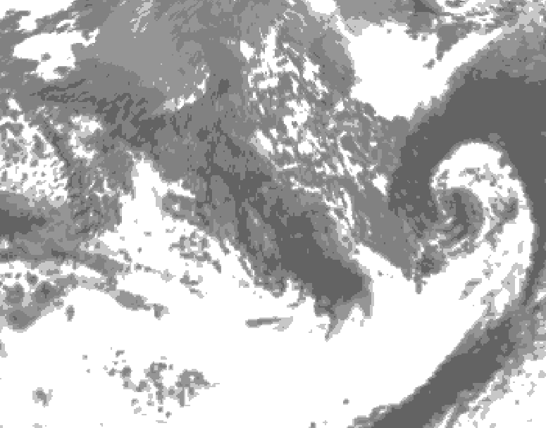 GDPS total cloud 036 hour forecast chart for Canada based on 2026/10/05 1200Z data