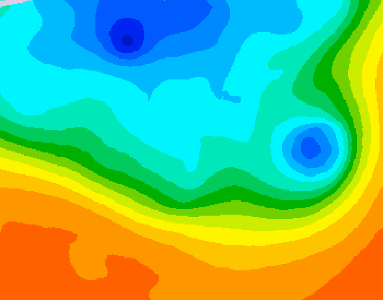 GDPS 500 millibar geopotential height 018 hour forecast chart for Canada based on 2026/10/06 0000Z data