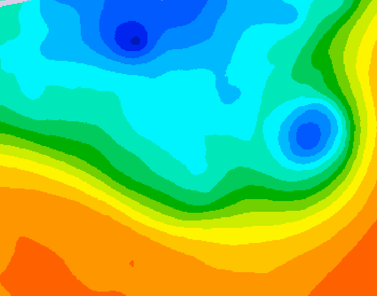 GDPS 500 millibar geopotential height 024 hour forecast chart for Canada based on 2026/10/06 0000Z data