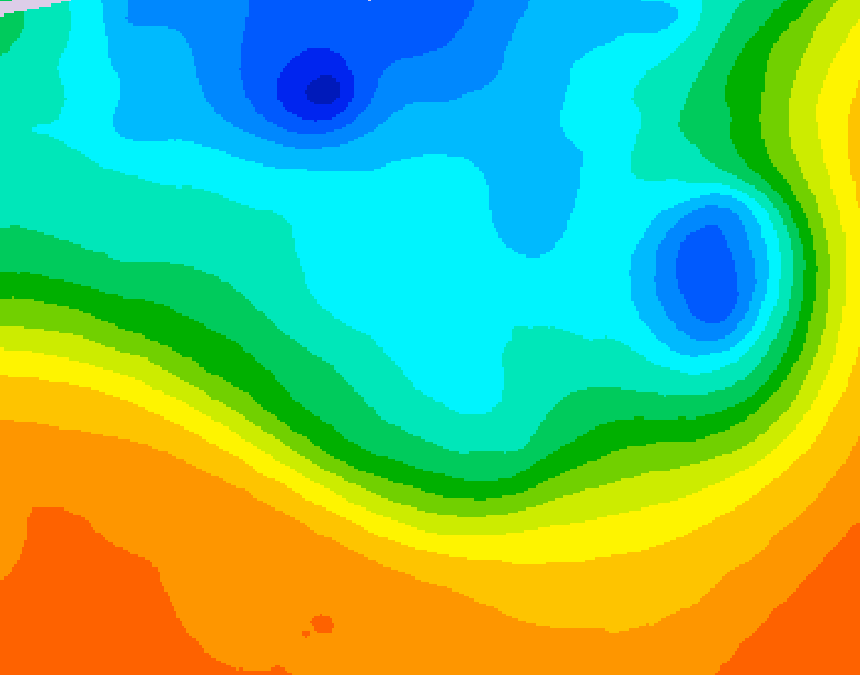 GDPS 500 millibar geopotential height 030 hour forecast chart for Canada based on 2026/10/06 0000Z data