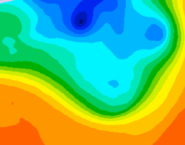 GDPS 500 millibar geopotential height 054 hour forecast chart for Canada based on 2026/10/06 0000Z data