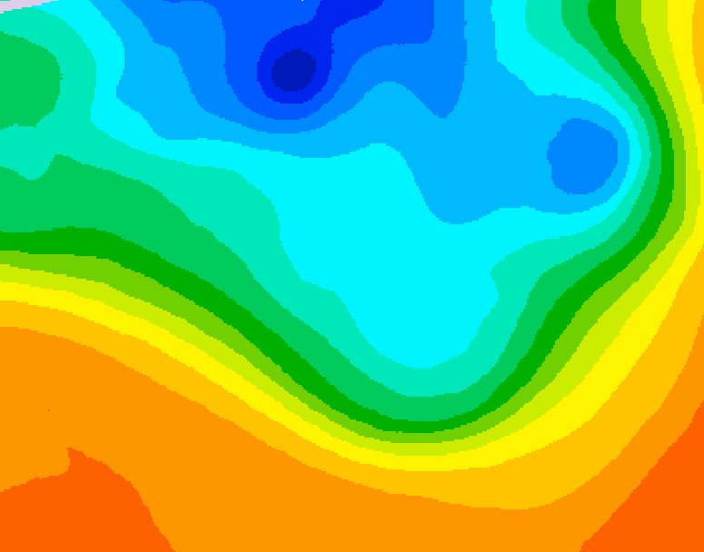 GDPS 500 millibar geopotential height 036 hour forecast chart for Canada based on 2026/10/06 1200Z data