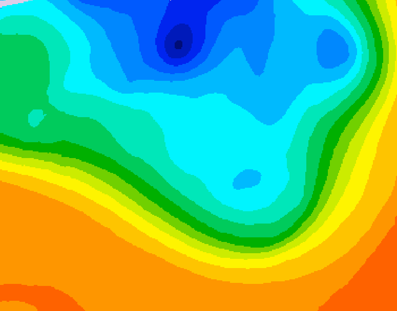 GDPS 500 millibar geopotential height 048 hour forecast chart for Canada based on 2026/10/06 1200Z data