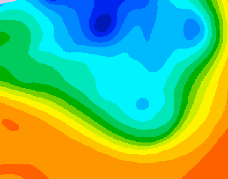 GDPS 500 millibar geopotential height 036 hour forecast chart for Canada based on 2026/10/07 0000Z data