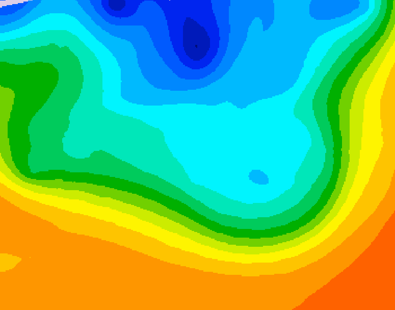 GDPS 500 millibar geopotential height 054 hour forecast chart for Canada based on 2026/10/07 0000Z data