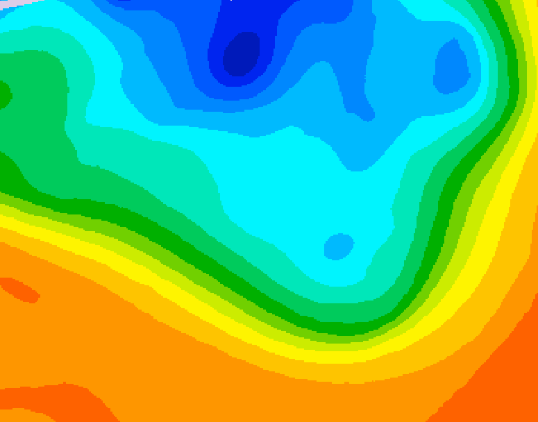 GDPS 500 millibar geopotential height 024 hour forecast chart for Canada based on 2026/10/07 1200Z data