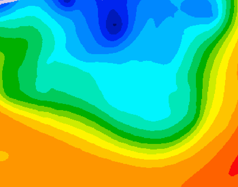 GDPS 500 millibar geopotential height 036 hour forecast chart for Canada based on 2026/10/07 1200Z data
