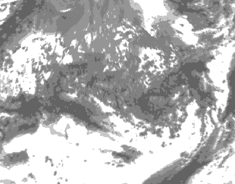 GDPS total cloud 054 hour forecast chart for Canada based on 2026/10/07 0000Z data