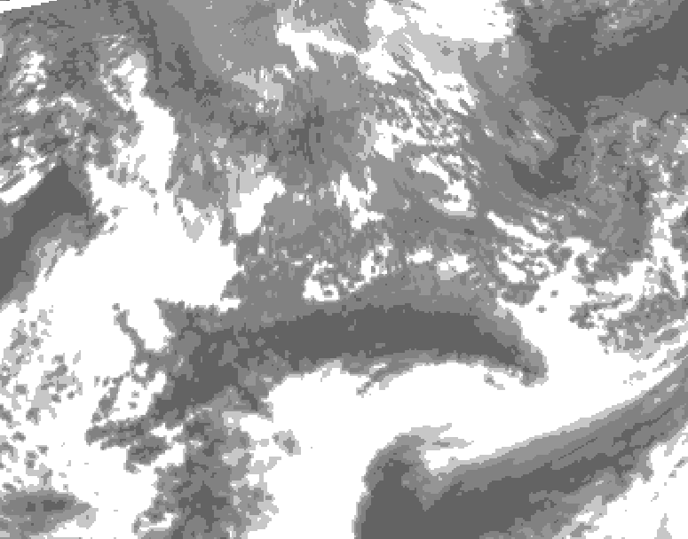 GDPS total cloud 102 hour forecast chart for Canada based on 2026/10/07 0000Z data