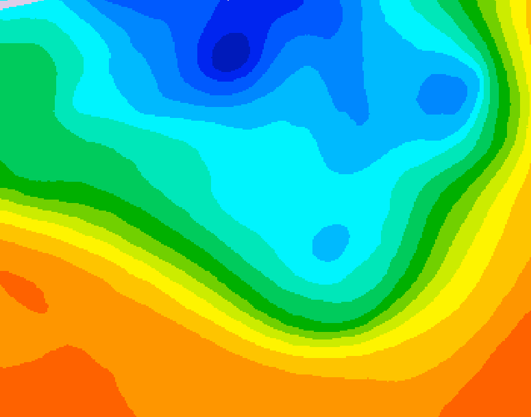GDPS 500 millibar geopotential height 006 hour forecast chart for Canada based on 2026/10/08 0000Z data